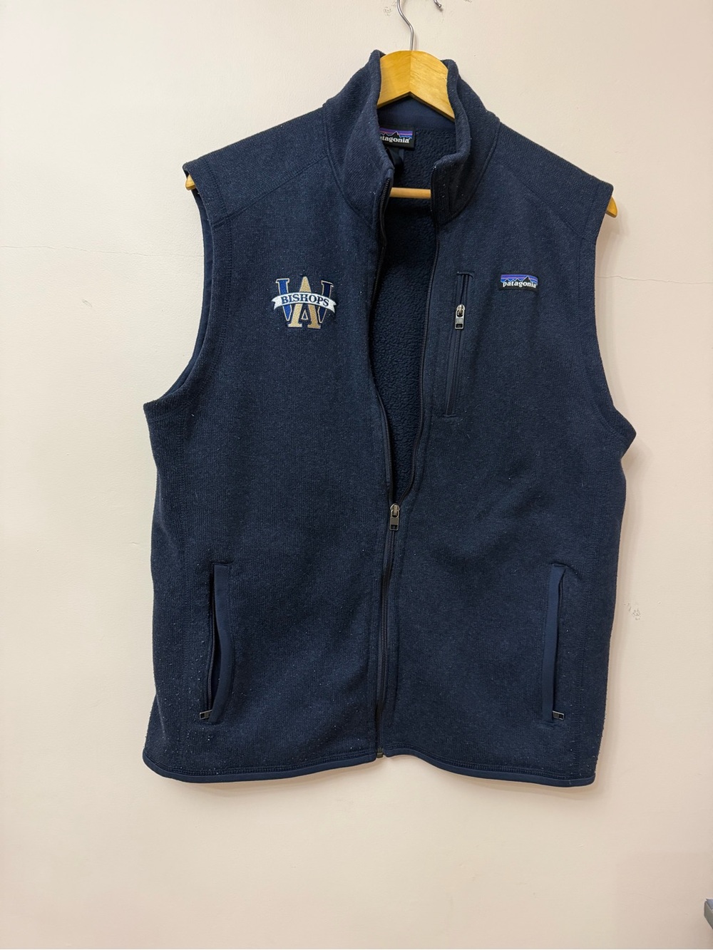 Patagonia Better Sweater Vest Mens Large Blue Fleece Full Zip with logo